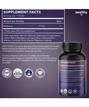 Zealthy Life Gut Health & Sleep Support Bundle Organic Psyllium Husk Capsules Natural Fiber Supplement for Digestive Health & Regularity (250 Ct) + Extra Strength Melatonin 12mg Fast Dissolve Table - Buy Online on GoSupps.com