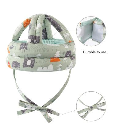 Baby Safety Helmet - Adjustable Head Cushion Bumper Bonnet for Crawling, Walking, Running - Green | BB-1003 - Buy Online on GoSupps.com
