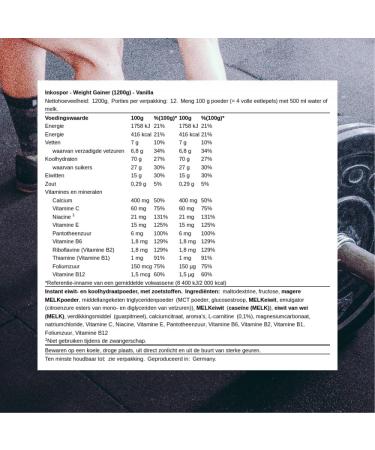 Inkospor XTreme Weight Gainer vanilla 1200g bag 1200g vanilla - Buy Online on GoSupps.com