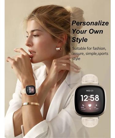 Minyee Braided Bands for Fitbit Versa 3/Sense - Light Khaki Small | Elastic Stretchy Nylon Wristband | Slim Designer Replacement Bracelet - Buy Online on GoSupps.com