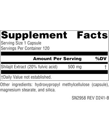 Source Naturals Shilajit Extract Vegan Dietary Supplement Invigorates Performance and Drive* 500 mg Vegan Capsules (120) - Buy Online on GoSupps.com