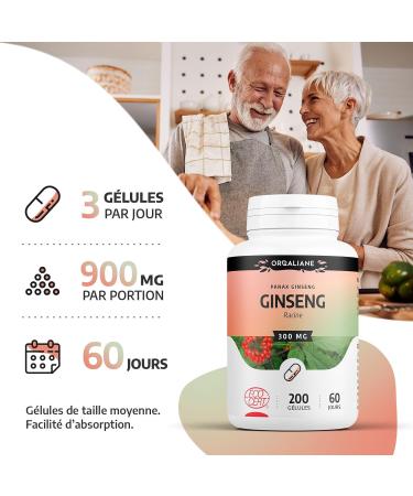 Organic Ginseng 300 mg - 200 capsules - Ecocert certified - Orgaliane - Buy Online on GoSupps.com