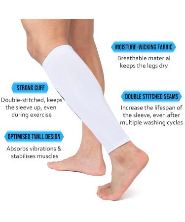 360 RELIEF Compression Calf Sleeves - Large White | Shin Splints Muscle Cramps Workout Circulation | For Fitness Sports Running Jogging Hiking | 1 Pair + Mesh Laundry Bag - Buy Online on GoSupps.com