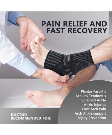 Professional Ankle Support Brace 2 Pack Breathable Plantar Fasciitis Socks Anti-Slip Ankle Compression Sleeve Socks for Joint Pain Ligament Damage Sprained Ankle Achilles Tendonitis Sports M Black(Pair) - Buy Online on GoSupps.com
