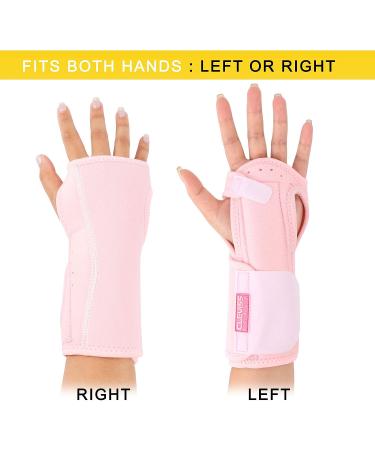 Adjustable Night Sleep Wrist Brace for Carpal Tunnel Pain Relief - Men and Women - Fits Left & Right Hand - Stabilizer with Aluminum Splint - Pink - Buy Online on GoSupps.com