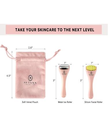 AYTANA Mini Cooling Face & Ice Roller Set | Soothing Pink Facial Tools for Puffy Eyes & Relaxing Massage | Skincare Essential with Pouch - Buy Online on GoSupps.com