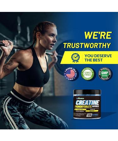 Buy Creatine Monohydrate Gummies 6g - Potent Energy Boost Strength & Muscle Builder Gluten-Free & Sugar-Free 120 Count - Buy Online on GoSupps.com