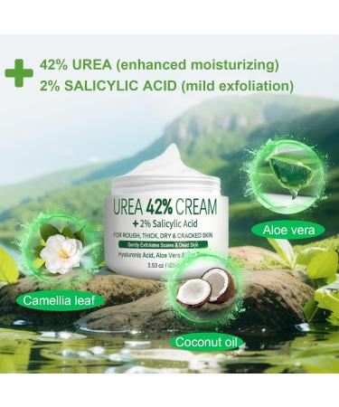 42% Urea Feet Cream Foot Cream with Aloe Vera and Tea Tree Oil for Deep Moisture and Skin Softening Cracked Heels and Dry Skin Feet Moisturiser Intensive Callus Remover Cream for Body Care 100g - Buy Online on GoSupps.com