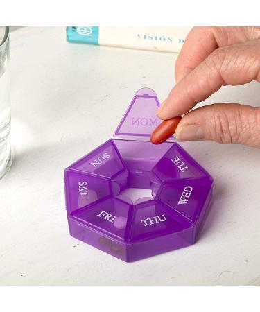 7-Sided Portable Pill Box - Small Weekly Medicine Planner & Vitamin Holder - Purple - Buy Online on GoSupps.com