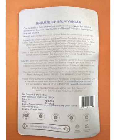 Natural Lip Balm - Non-Sticky Protects & Nourishes Dry Lips with Shea & Cocoa Butter (5g) | Vanilla | Cruelty-Free International Shipping - Buy Online on GoSupps.com