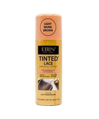 EBIN NEW YORK Tinted Lace Aerosol Spray - Light Warm Brown 2.7oz/ 80ml  Quick dry  Water Resistant  No Residue  Water Resistant  Even Spray  Matching Skin Tone  Natural Look 2.7 Fl Oz (Pack of 1) Light Warm Brown