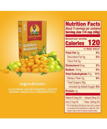 Sun-Maid California Dried Golden Raisins 15oz - No Added Sugar, Naturally Sweet Fruit (Pack of 3) - Buy Online on GoSupps.com