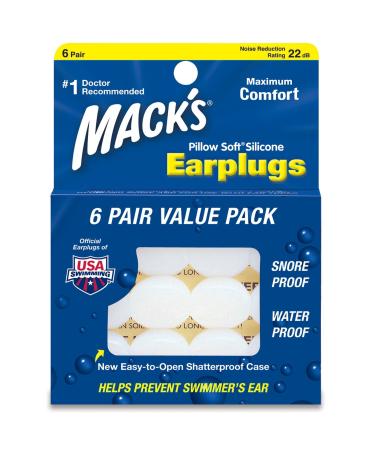 Mack's Cushion Soft Silicone Putty Ear Plugs 6 Pair Value Pack White 1 Pack (6 Pairs) 6 pieces (1 pack) White