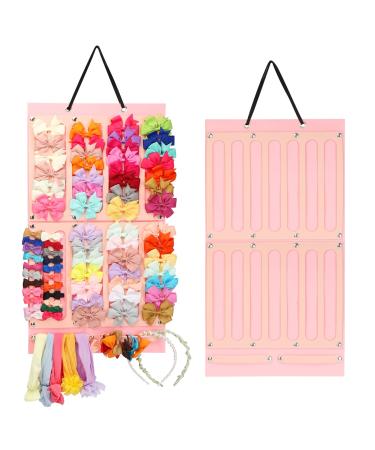Hair Bows Holder w/ Large Capacity, Hair Clips Storage Hanger w/ 16 Ribbons, Hair Bows Organizer, Baby Hair Accessory Storage Display w/ Sturdy Rope, Wall Hanging for Girl Room, Baby Nursery Decors 13.7x26 Inch (Pack of 1)