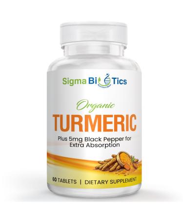 Organic Turmeric Curcumin Supplement - Joint & Immune Health Support Supplements - 700 mg Organic Turmeric with Black Pepper for Easy Absorption - Non-GMO & 2 Months Supply - 60 Tablets