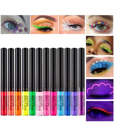 12 Color UV Glow Liquid Eyeliner Set Waterproof Neon Eye Makeup Gift Kit for Women - Buy Online on GoSupps.com