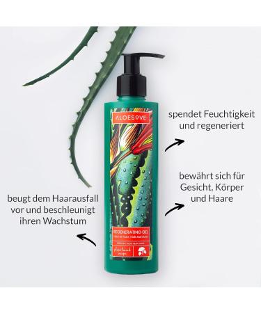 Aloesove Regenerating Gel - Vegan Body Face & Hair Moisturizer | 20% Organic Aloe | 250ml Made in EU - Buy Online on GoSupps.com