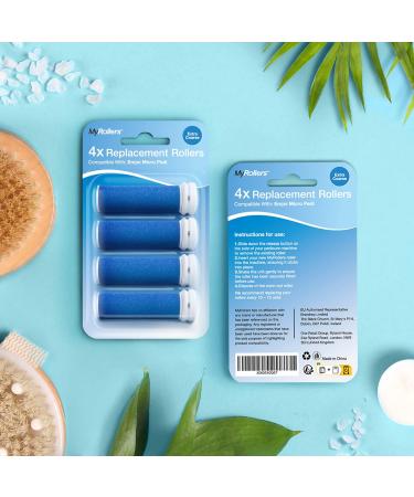 4 x Extra Coarse Blue Replacement Rollers for Emjoi Micro Pedi - Electric Foot File Heads for Rough, Dry, Callused Feet - Buy Online on GoSupps.com