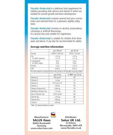  Tudor Kindervital Liquid Formula Calcium and Vitamin D 500 ml - Buy Online on GoSupps.com
