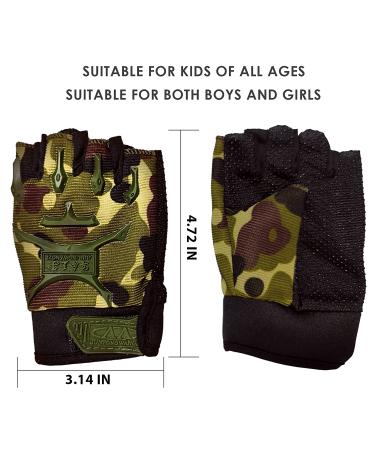 Children's Military Half Finger Motorcycle Gloves - Small Kids Cycling & Skating Gloves - Lightweight Exercise & Workout Accessories - Buy Online on GoSupps.com