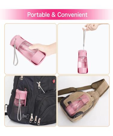 Portable Dog Water Bottle for Travel - Foldable Pet Dispenser with Food Container | Durable & Leak-Proof - Pink - Buy Online on GoSupps.com