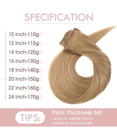 Clip in Hair Extensions Real Remy Human Remy Hair Extension Double Weft 10"- 110g #27 Dark Blonde 8 Pieces for Full Head 10 Inch #27 Dark Blonde - Buy Online on GoSupps.com