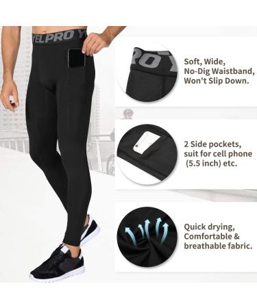 Yuerlian Men's Compression Pants with Pockets - 3 Pack Athletic Leggings for Running & Cycling - Buy Online on GoSupps.com