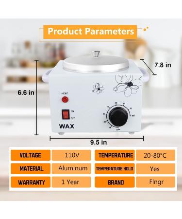 Flngr Professional Wax Warmer - 0-80C Temperature Control - Large Pot for Hair Removal & Paraffin - Salon Equipment & Self-use Gift - Buy Online on GoSupps.com