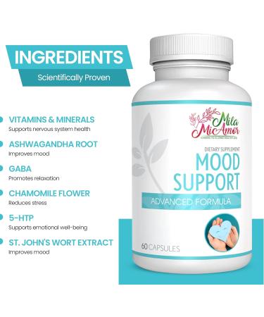 Mila Miamor Mood Support Supplement Ashwagandha St. John s Wort Chamomile & B Vitamins for Stress Relief Emotional Balance & Relaxation Scientifically Backed Formula 60 Capsules - Buy Online on GoSupps.com