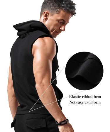 Babioboa Men's Sleeveless Workout Hooded Tank Top - Black, Medium - Buy Online on GoSupps.com