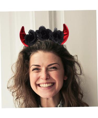 CRILSTYLEO Rose Headband Demon Hairband Demon Horns Headband Devil Ears Headband Demon Headpiece Devil Costume Halloween Party Favor Devil Headpiece Devil Hairband Bright Leather Fabric - Buy Online on GoSupps.com