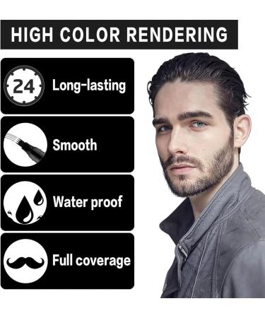 Beard Pen Beard Filler Pencil Men's Beard Filler Pencil Men's Beard Filler with Brush Natural Enhancer for Filling Shaping Hair and Beard Filler Waterproof Long Lasting Natural (Black) - Buy Online on GoSupps.com