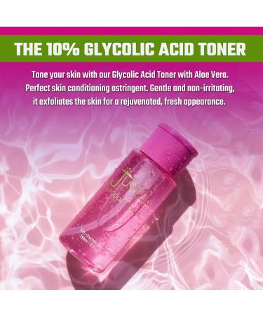Juvia's Place The 10% Glycolic Acid Toner 5 fl oz Aloe Vera Chamomile Allanton Skin Conditioner Gentle Non-Irritant Exfoliates Glowing Luminous Skin Appearance Moisturizer - Buy Online on GoSupps.com