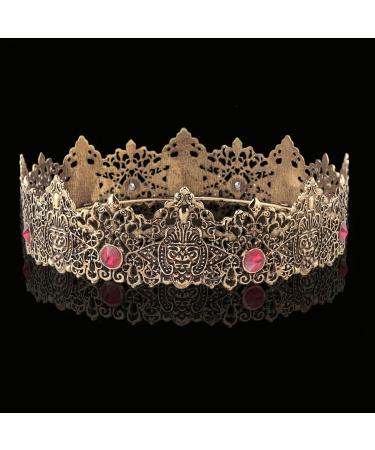 King Men Gold Tiara Crown Imperial Medieval Headband Crystal Pageant Costumes For Wedding Halloween Faire Birthday M - Buy Online on GoSupps.com