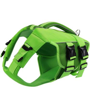 Asenku Dog Life Jacket - Adjustable Ripstop Swimming Vest for Small Medium & Large Dogs - Reflective & Durable for Boating & Surfing - XL Green - Buy Online on GoSupps.com