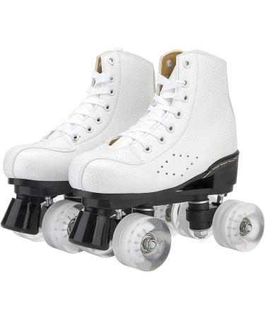 Outdoor Quad Roller Skates with Light Up Wheels - Classic Rink Skate Shoes for Adults - C-White Size 37EU/US6.5 - Buy Online on GoSupps.com