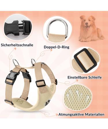 Slowton No Pull Dog Harness - Soft Padded Breathable XS Beige for Small & Medium Dogs - Safe & Comfortable - Buy Online on GoSupps.com