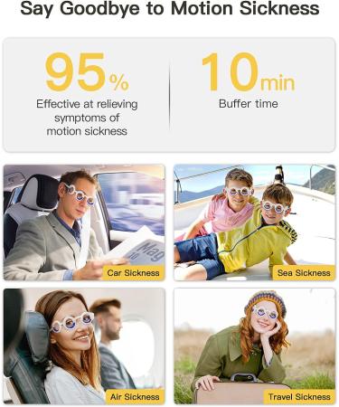 NEOISM Anti Motion Sickness Glasses Relieve Carsickness Airsickness Seasickness Glasses Ultra Light Portable Nausea Relief Glasses for Sport Travel No Lens Liquid Glasses for Adults or Kids with black bag - Buy Online on GoSupps.com