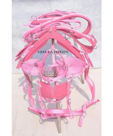 SHOWMEN CRAFT Nylon Horse Driving Harness - Single Horse Pink with Diamante Browband | Premium COB Quality - Buy Online on GoSupps.com