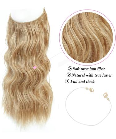 Natural Blonde 20 Inch Secret Hair Extensions Clip In - Invisible Wire Synthetic Wavy Hairpieces for Women - Buy Online on GoSupps.com