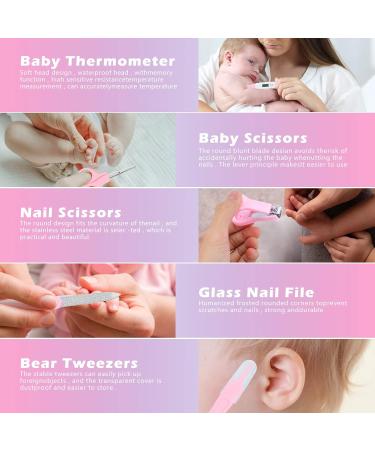 Baby Grooming Kit 10 Pcs Newborn Healthcare Accessories Portable Baby Essentials Set with Hair Brush Comb Nail Clipper Thermometer for Nursery Infant Girls Boys - Buy Online on GoSupps.com