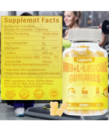 HMB & L-Leucine Supplements 3000mg Gummies for Muscle Recovery | Vegan Non-GMO Gluten-Free | 120 Count (Pack of 2 - Buy Online on GoSupps.com