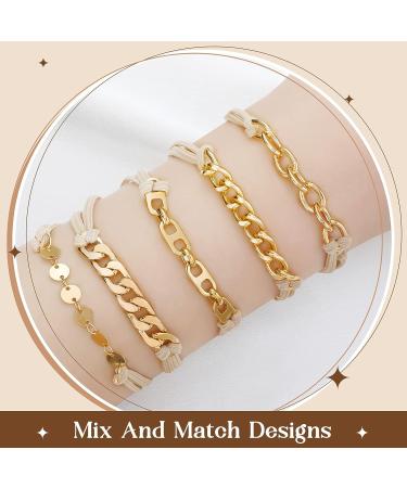 Gold Hair Tie Bracelet Set - 9 Pieces Elastic Hair Ties for Women & Girls - Buy Online on GoSupps.com