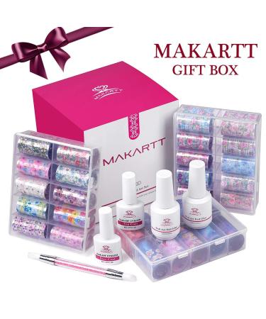 Makartt Nail Art Foil Glue Gel Set with Flower Transfer Stickers - DIY Nail Decoration Kit for Women and Girls - Buy Online on GoSupps.com