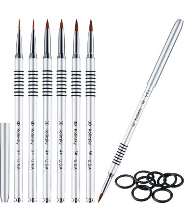 Mifoci 6 Pieces 3D Acrylic Nail Brush for Nails Art 3D Nail Art Brush Kolinsky Acrylic Brush Painting Brush Pen Set Silver Metal Nail Lining Brush for Nail Art Nail Salon Size 2/4/5 - Buy Online on GoSupps.com