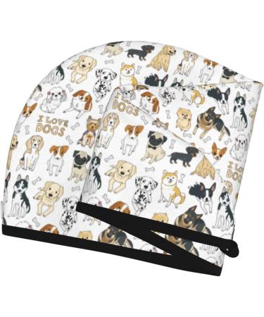 Fast-Drying Hair Towel Wrap with Button - I Love Dogs Design | Perfect Hair Turban & Head Towel for Quick Drying - Buy Online on GoSupps.com