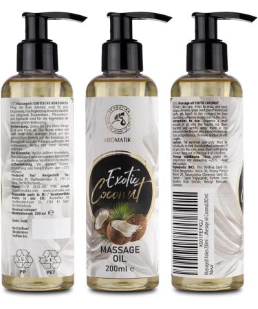 Buy Coconut Massage Oil 200ml - All-Natural Body Oil with Almond Grape Seed and Jojoba Oils - Relaxation & Coconut Scent - Perfect for All Skin Types | International Shipping - Buy Online on GoSupps.com