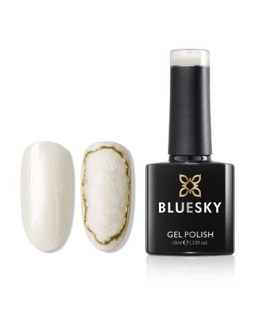 Bluesky Gel Nail Polish Effortless Grace Pearlescent White Long Lasting Chip Resistant 10 ml (Requires Drying Under UV LED Lamp)