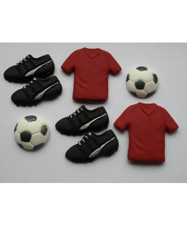 8x Football Happy Birthday Cake Toppers Edible Fondant Cupcake Decor Red Shirt Fan Football Kit - Buy Online on GoSupps.com