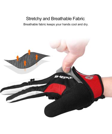 Inbike Men's Bicycle Gloves - Padded 5mm Gel Breathable MTB Gloves for Cycling & Outdoor Activities - Red-Lang Large (21.2 cm Palm) - Buy Online on GoSupps.com